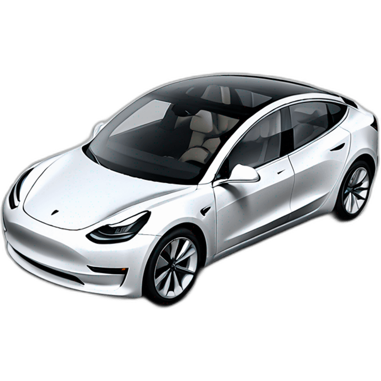 whole White Tesla model 3 from the front left emoji