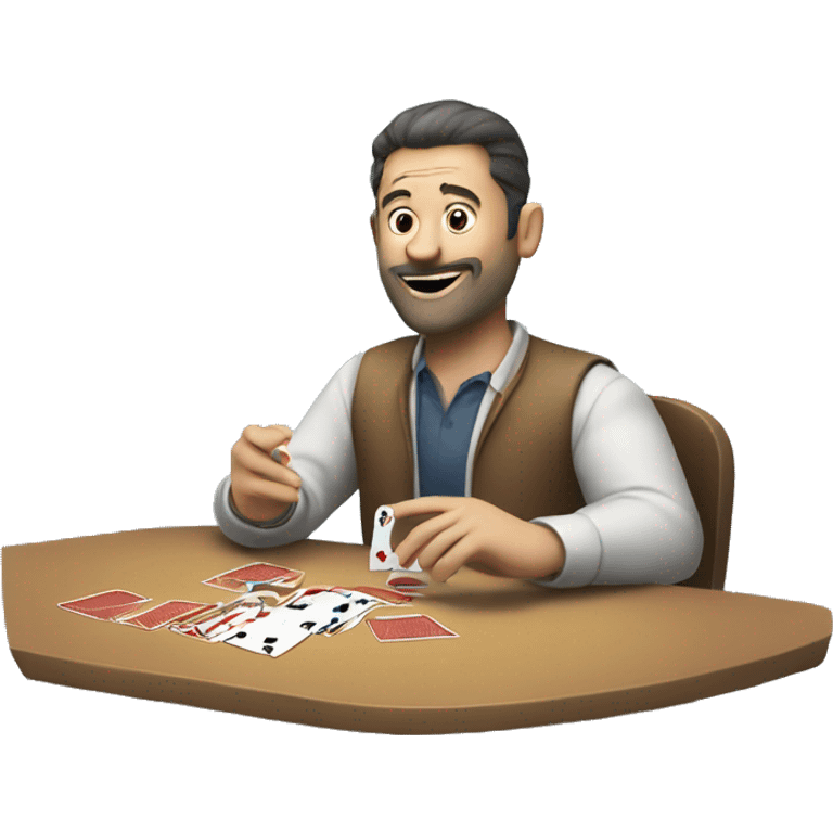 Man playing a card game on a tv emoji