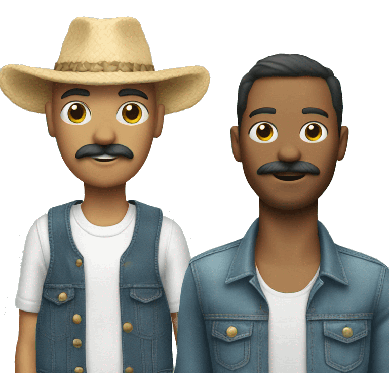 Someone with a moustache and a goat with Hawaï short and slip jean emoji