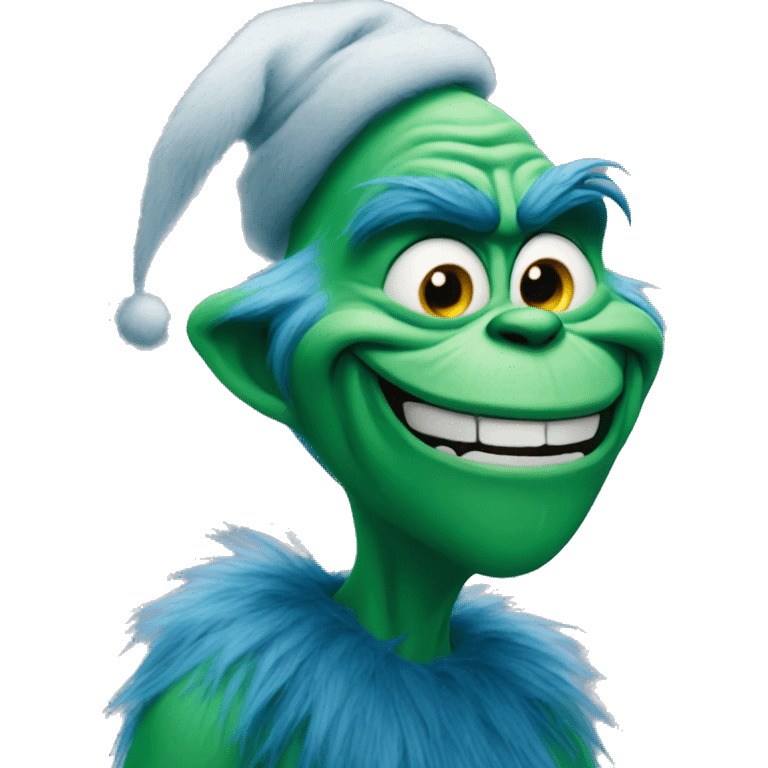 blue grinch smiling emoji