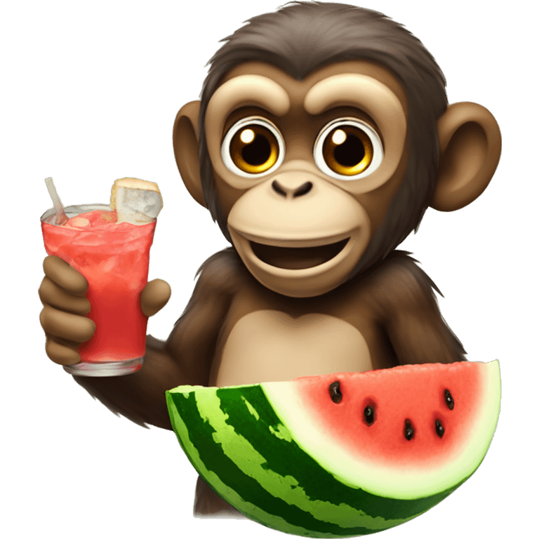 Monkey with watermellon koolaid and fried chicken emoji