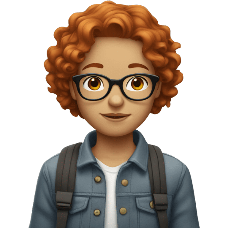 
young redhead with wavy hair and round glasses emoji