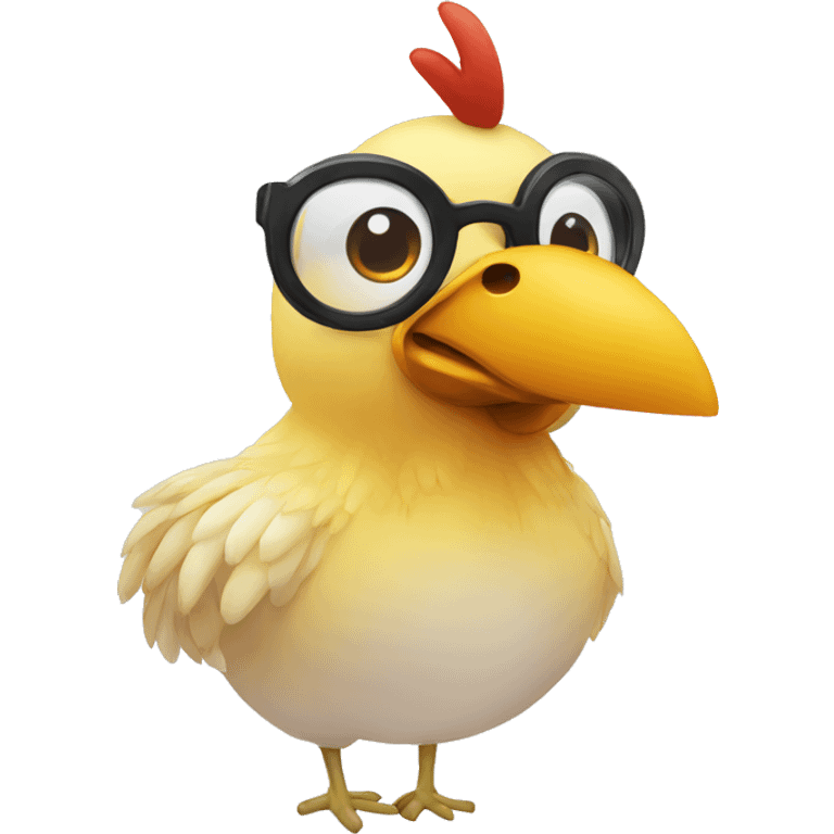 Un pollito con lentes emoji