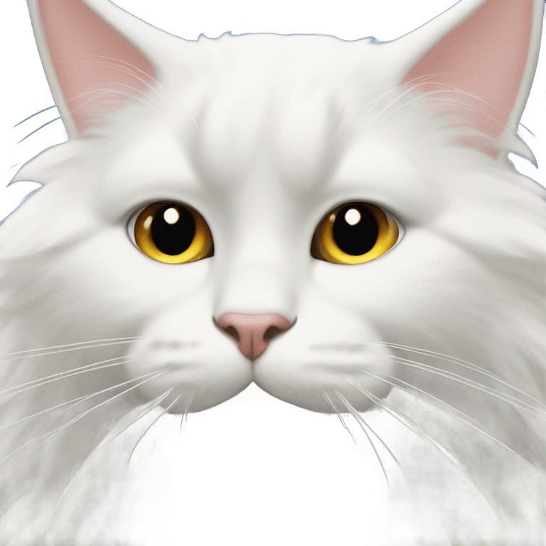 Fluffy black cat white triangle in nose and under chin emoji