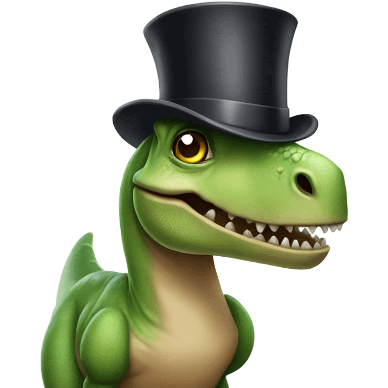 Dinosaur wearing top hat emoji