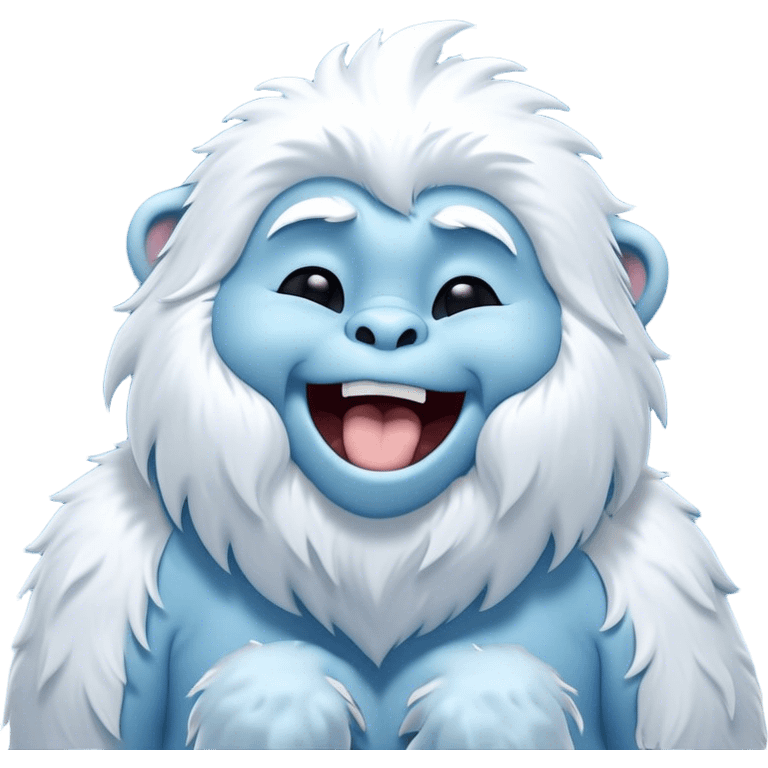 Cinematic Cute Yawning Yeti Portrait Emoji, with a charming, fluffy, snow-dusted figure in gentle whites and cool blues, head tilting back in a wide, endearing yawn with softly closed, peaceful eyes and a content little smile, simplified yet irresistibly adorable, highly detailed with a soft, frosty glow and outline capturing the serene slumber of a yeti! emoji