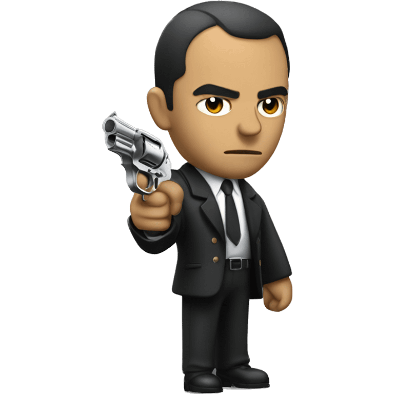 mafia member holding a revolver pistol in hands and only visible upper body emoji