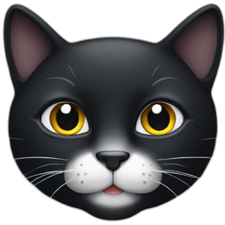 black cat with white mouth and white spot in the nose emoji