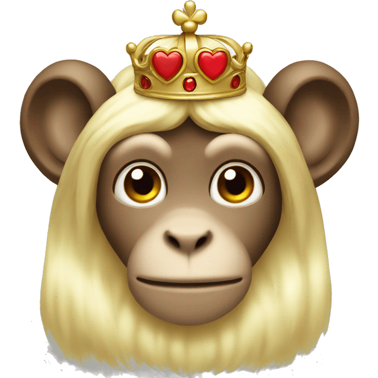 Blonde long hair monkey with crown and heart emoji