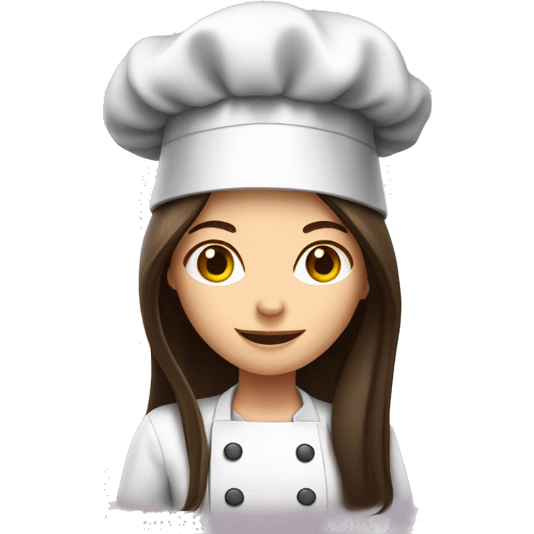 Brunette long straight hair girl in a cook hat cooks food  emoji