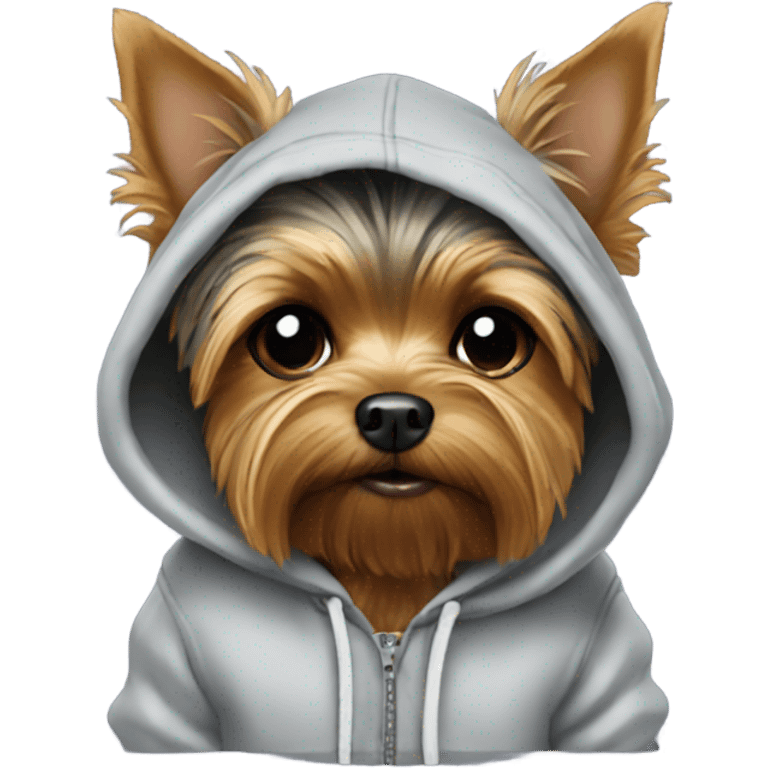 Yorkie dog wearing a hoodie emoji