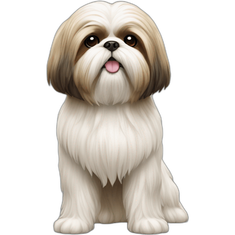 Dog Shih Tzu with long wool full-height stand up emoji