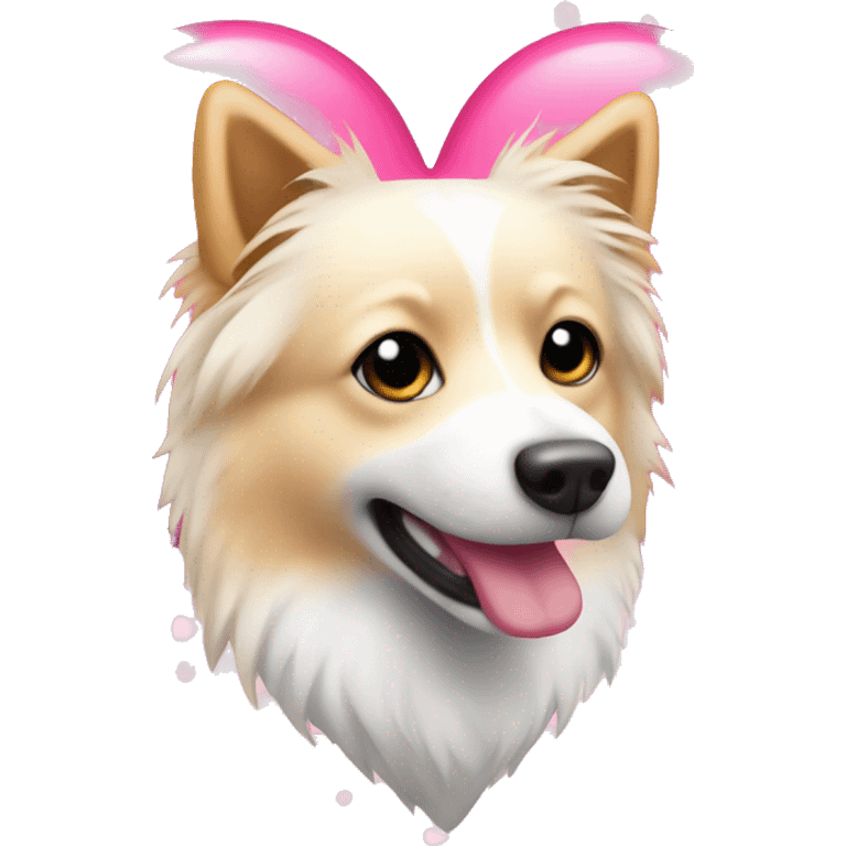 White and blonde spots spitz in a pink heart emoji