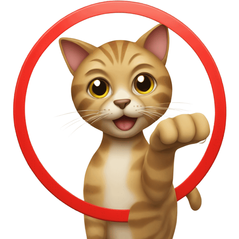 cat holding stop sign emoji