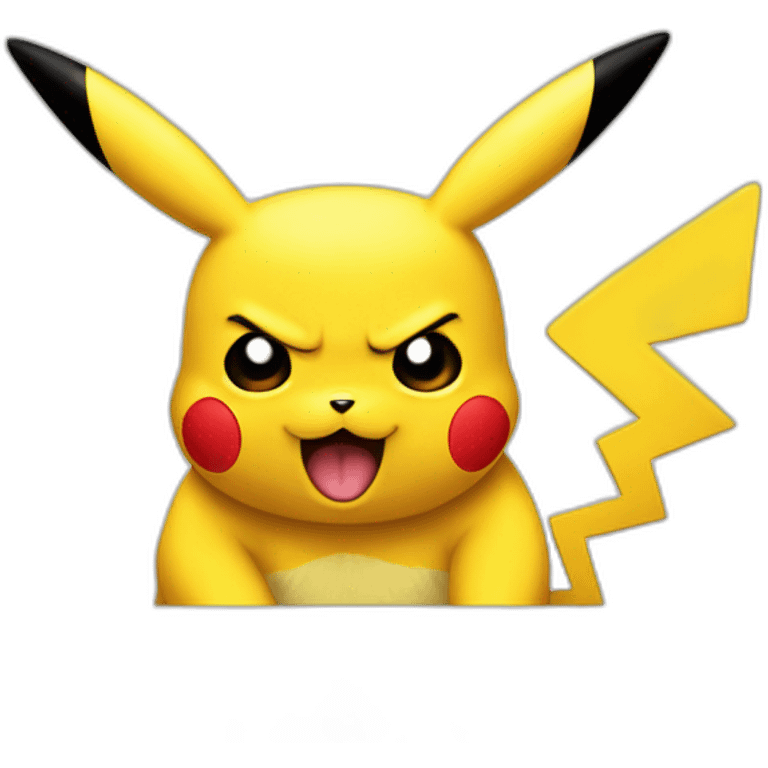 Angry pikachu in front of a laptop emoji