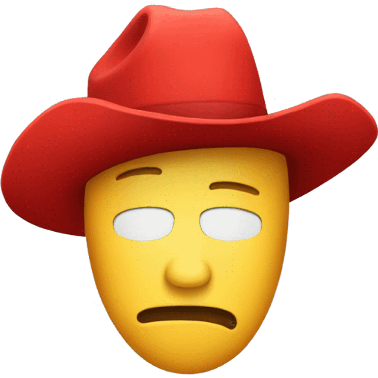 red ski mask with red cowboy hat sad emoji