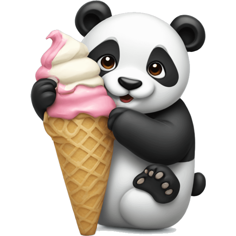 Panda eating ice cream emoji