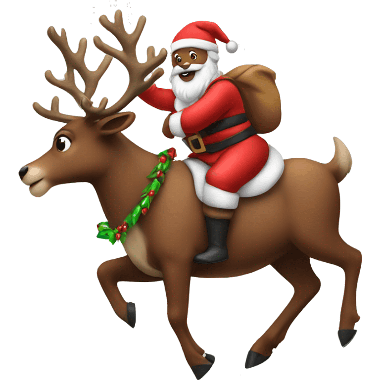 Santa riding reindeer emoji