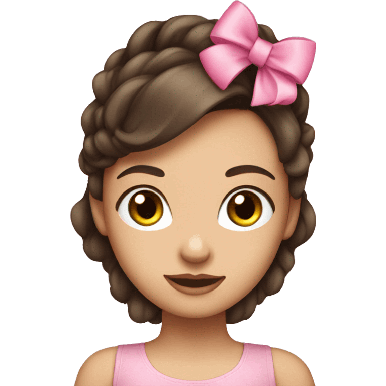 brunette girl with pink bow in her hair emoji