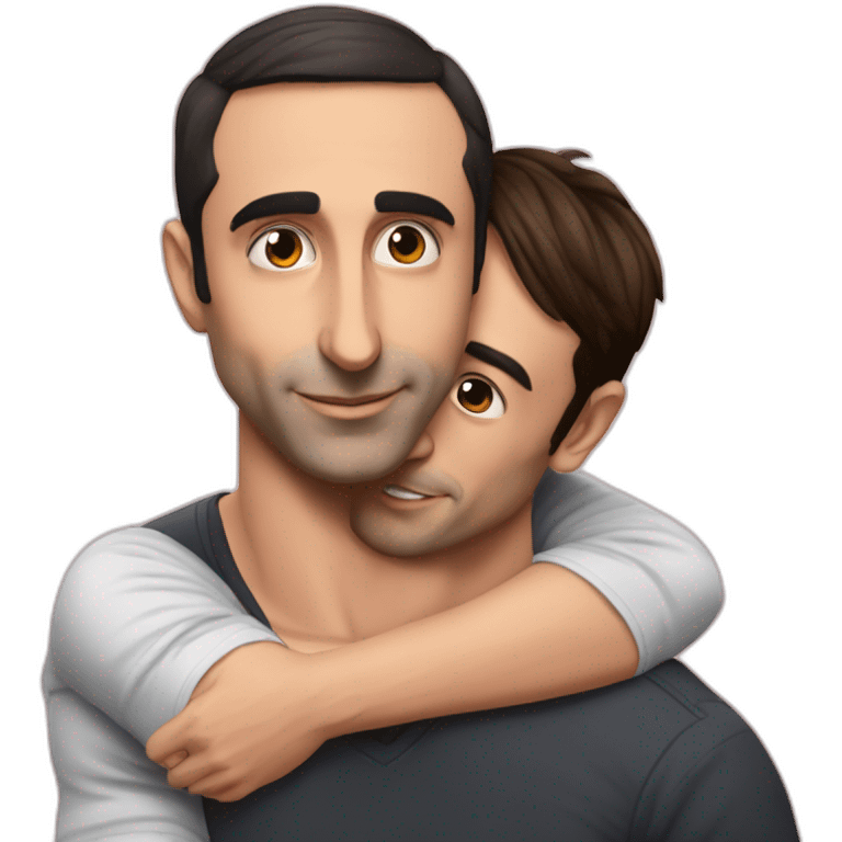 Eric zemmour qui fait un calin a Jordan Bardella emoji