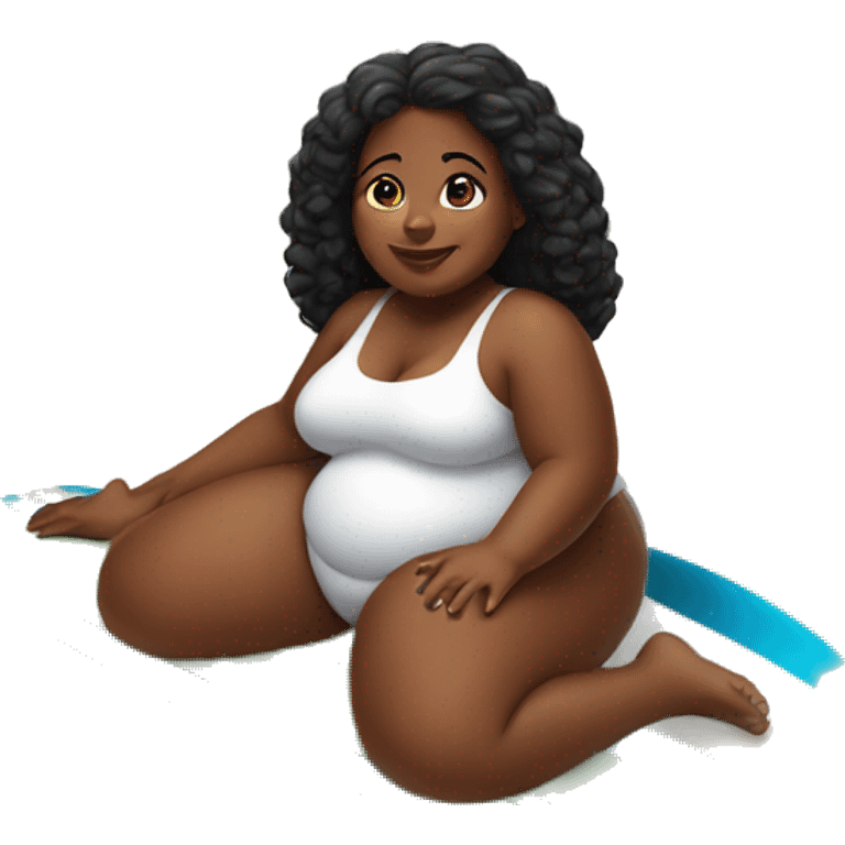 Fat black girl on surfboard emoji