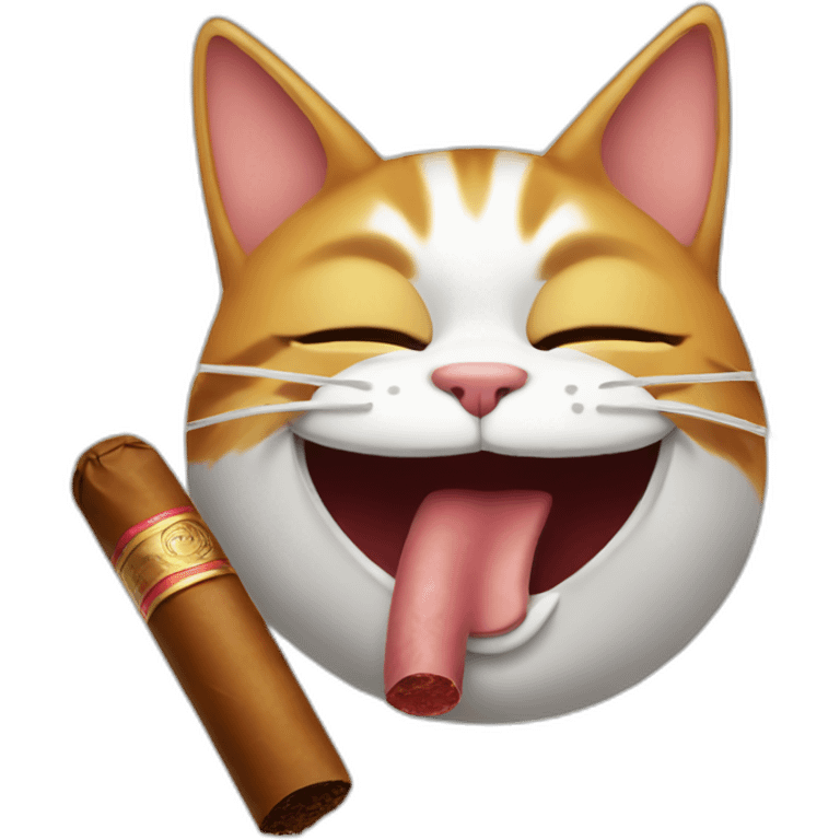 cat smoking a cigar with a grin emoji