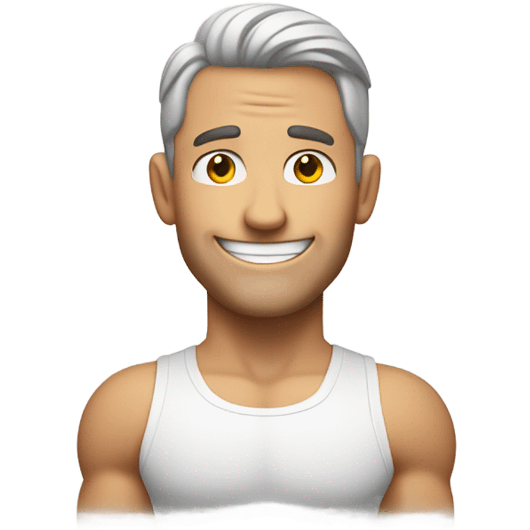 white muscle guy hands behind head smiling emoji