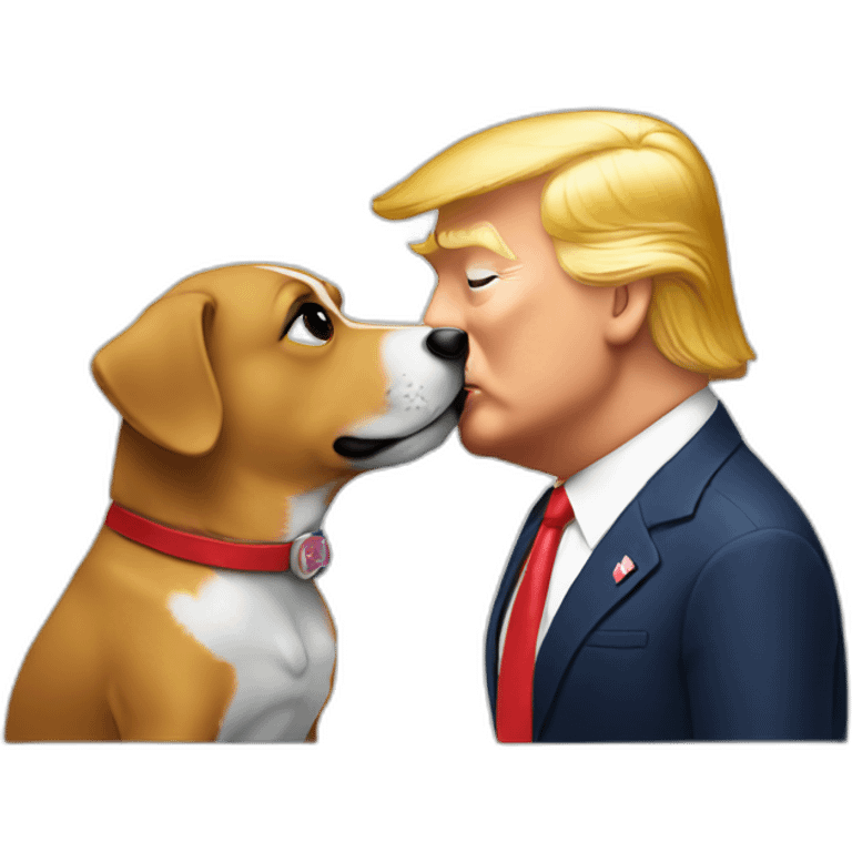 trump kissing a dog emoji