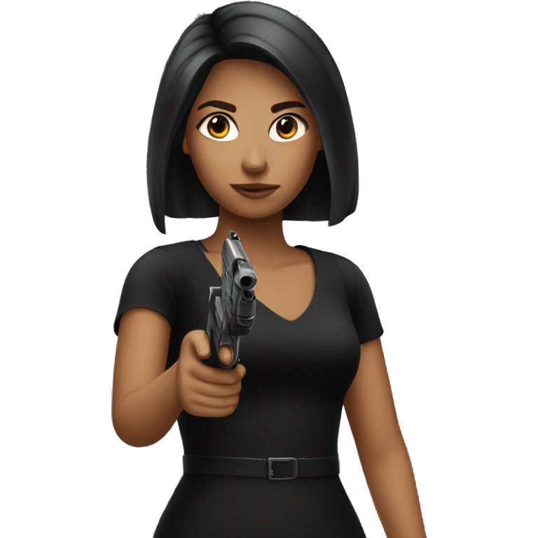 Girl in black dress with gun emoji