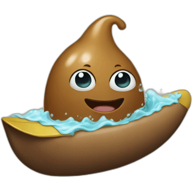 Poop surfing emoji