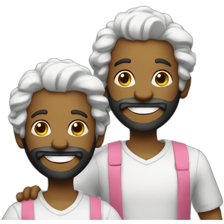 Identical twins balds and bearded celebrating birthday  emoji