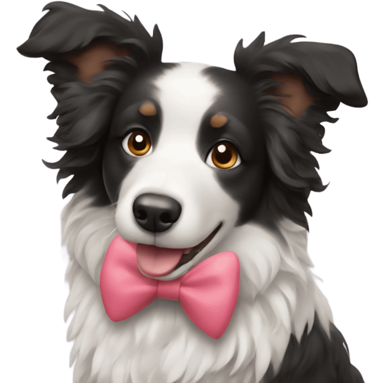 Border collie poodle with bow emoji