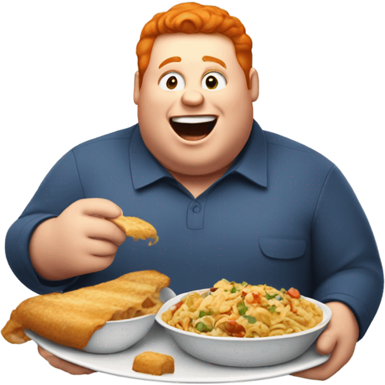 Fat Ginger Man eating food emoji