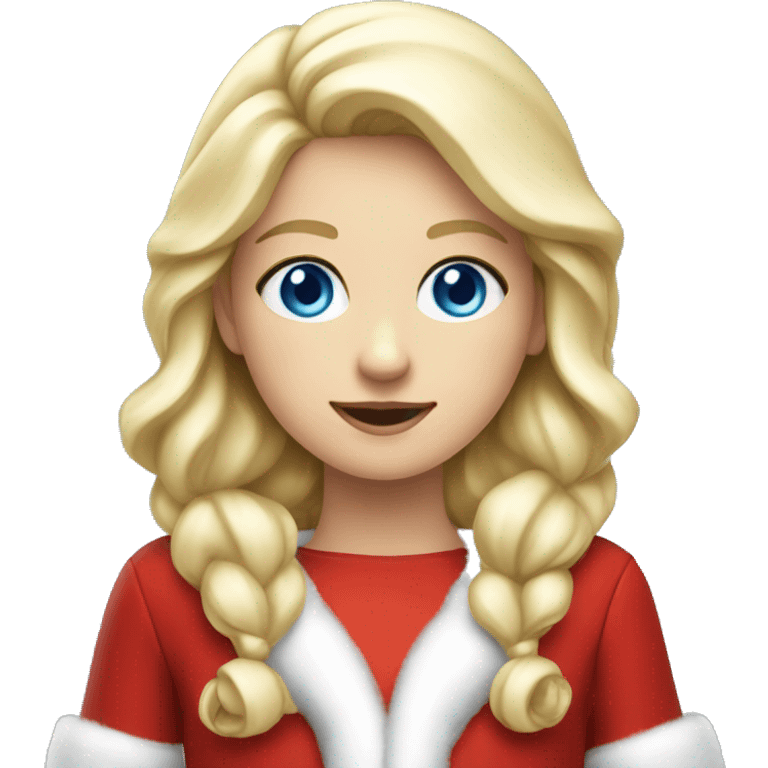 Girl dressed as Santa Claus, blue eyes, blond hair emoji