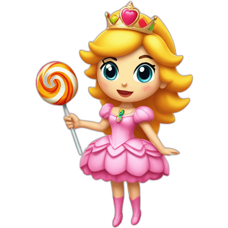 Princess peach with a lollipop emoji