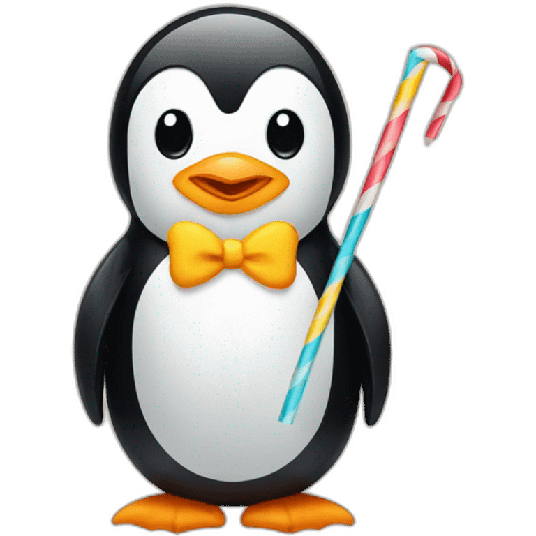 Penguin with a straw in its mouth emoji