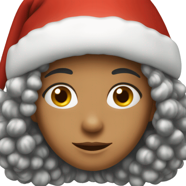 A girl with Christmas hat emoji