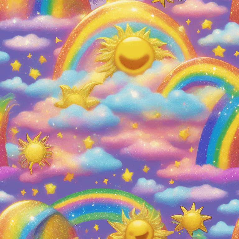 Lisa frank glitter rainbow and sun  emoji