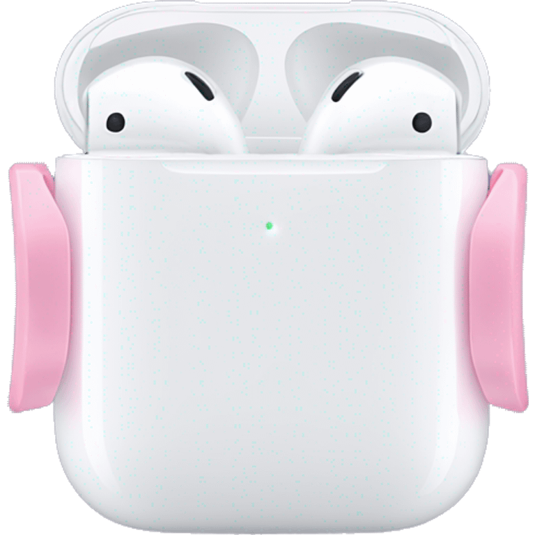 White AirPod max with light pink ribbons on each side emoji