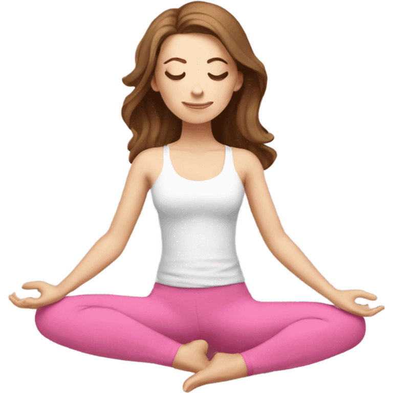 White Girl with brown hair doing yoga pink  emoji