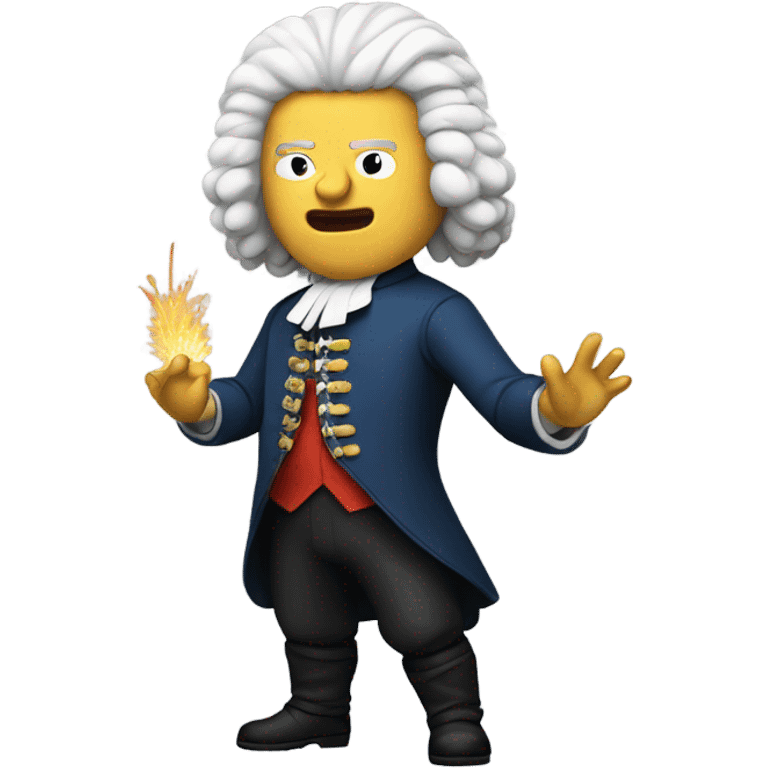 Bach standing akimbo explode emoji