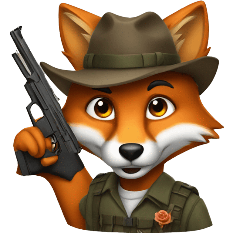 a fox whit a gun emoji