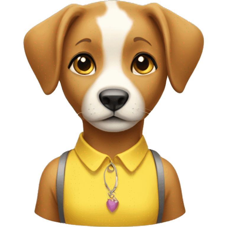 female animal with Yellow shirt and earrings emoji