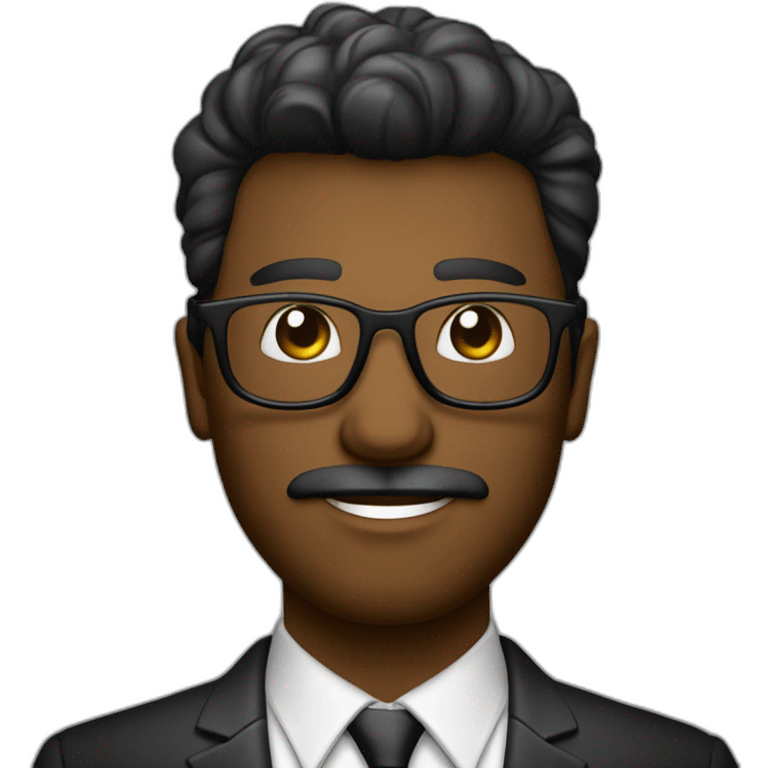 hombre de piel oscura pelo corto con lentes oscuros con traje formal emoji