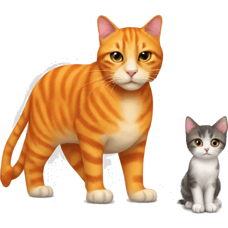 Big orange cat AND small tricolour kitty emoji