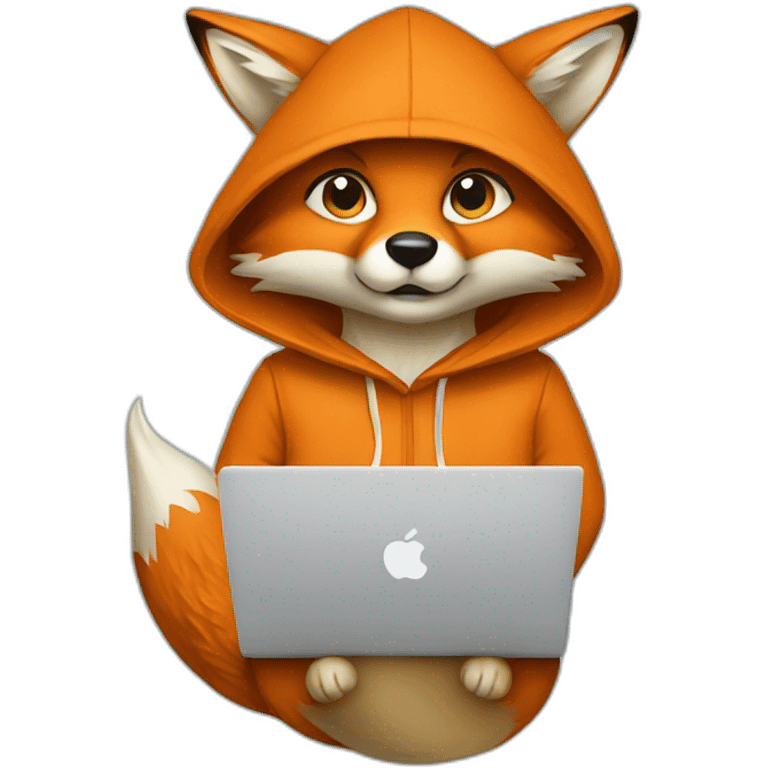 fox with hoodie and a macbook emoji