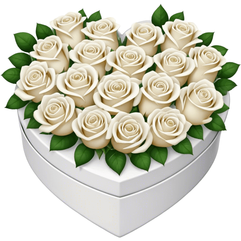 White Roses in a heart-shaped box  emoji