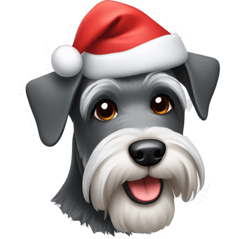 schnauzer dog in christmas hat emoji