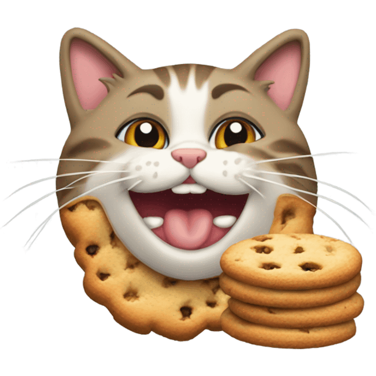 Cat eating cookies emoji