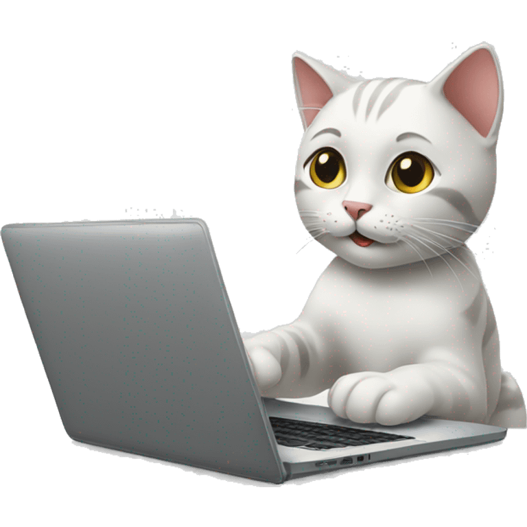 Cat playing with laptop emoji